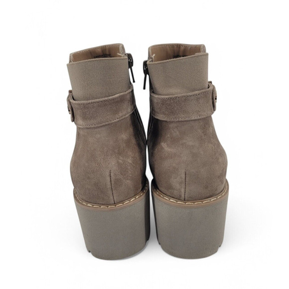 Giani Bernini Taupe Suede Boots Size 9.5M | Ankle Booties Wedge Heel & Zipper - Picture 4 of 9